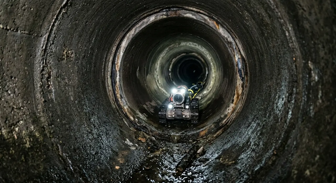 Robotic sewer camera inspecting pipe interior for Sewer Line Repair in Smithville